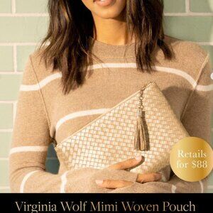 Virginia Wolf Mimi Gold Woven Pouch Clutch Women OS